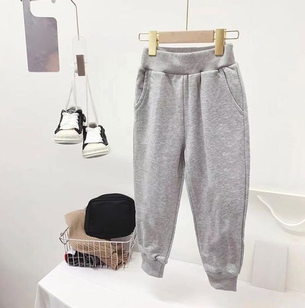 Color: Gray - Size: 110 - Kids Trousers Fashion Designer Pants for Boys Gilrs Sports Jogger Pants with Letters High Quality Child Clothing Black Gray