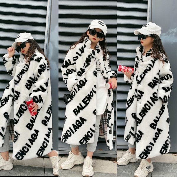 Color: White - Size: 3T - Jackets Fashion Winter Clothes for Girls 8 10 years Faux Fur Cotton-padded Thicken Warm Long Coat for Kids Girl L250923
