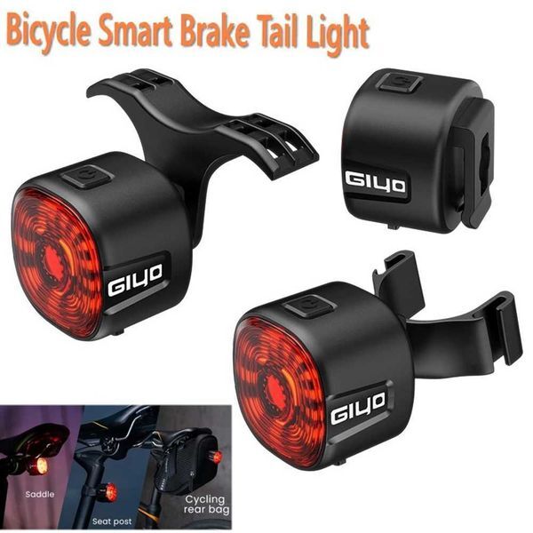 New bicycle intelligent brake taillight MTB road bicycle automatic brake sensor light SB charging IPX6 waterproof LED warning taillight Y240921
