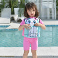Color: Pink - Size: M_size - Kids Buoyancy Swimsuit Boy Girl One-piece Swimwear Children Cartoon Print Swimming 2024 New Infant Floating Rash Guards Clothing W250210