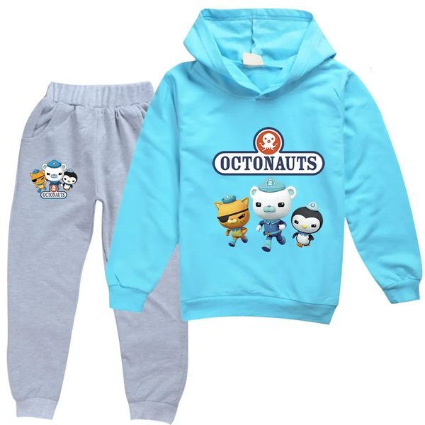Color: Pink - Size: 100 - Octonauts Childrens Clothing Sets Pullover Hoodie Tracksuit Cartoon Anime Boys Girls Clothes Autumn Kids Hoodies Pants Suit 250219