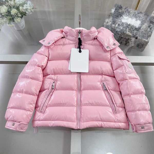 Color: Army Green - Size: 140 - Classics kids coat pink baby down winter Hooded design jacket kids designer clothes Complete label boys girl Outwear A978X27N231