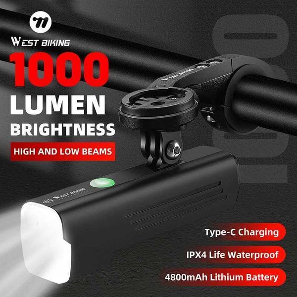 WEST BIKING Bicycle High/Low Beam Headlights Rechargeable 4800mAh Front Light General/Hanging Double Mounting Cycling Flashlight Z250809