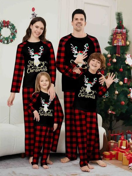 Color: Family Pajamas - Size: 8T - Outfits 2024 New Christmas Pamas Set Deer Plaid Print Mom Daughter Dad Son Matching Clothes Soft Cute 2 Pcs Homewear Xmas Family Look H241022