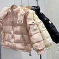 Color: Beige - Size: 140 - M childrens down jacket with cap removed short section thickened in winter boys and girls middle school childrens warm and threeproof bright coat tide H251011