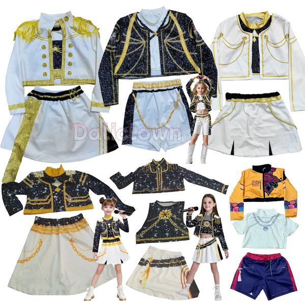 Color: Zoey Costume - Size: 100 - Kids Rumi Mira Zoey Cosplay KPop Demon Hunters Girl Costume K Pop Huntrix Golden Costume Child Halloween Party Clolthes Outfit 251017