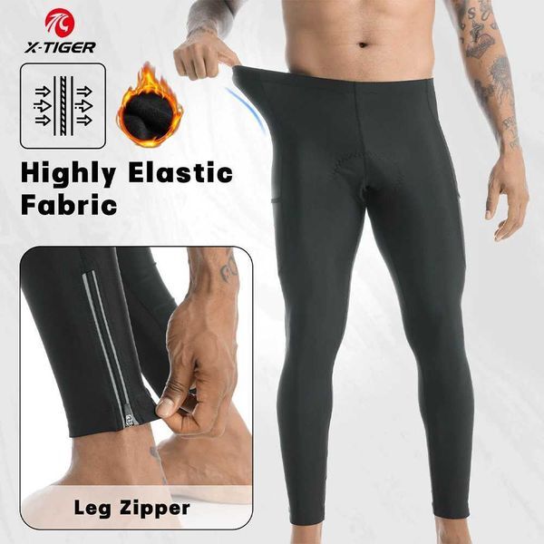 Color: Xmzk34801 - Size: S - X-TIGER Cycling Trousers Men Winter Thermal Mountain Bike Cycling Pants Bicycle Tights With leg zips 5D Gel Pad Warm Up Hot Gift W251106