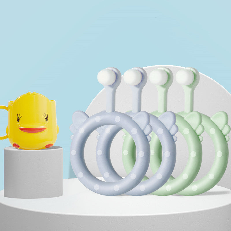 style: F - Infant Children's Soft Toothbrush Silicone Baby Toothbrush Set