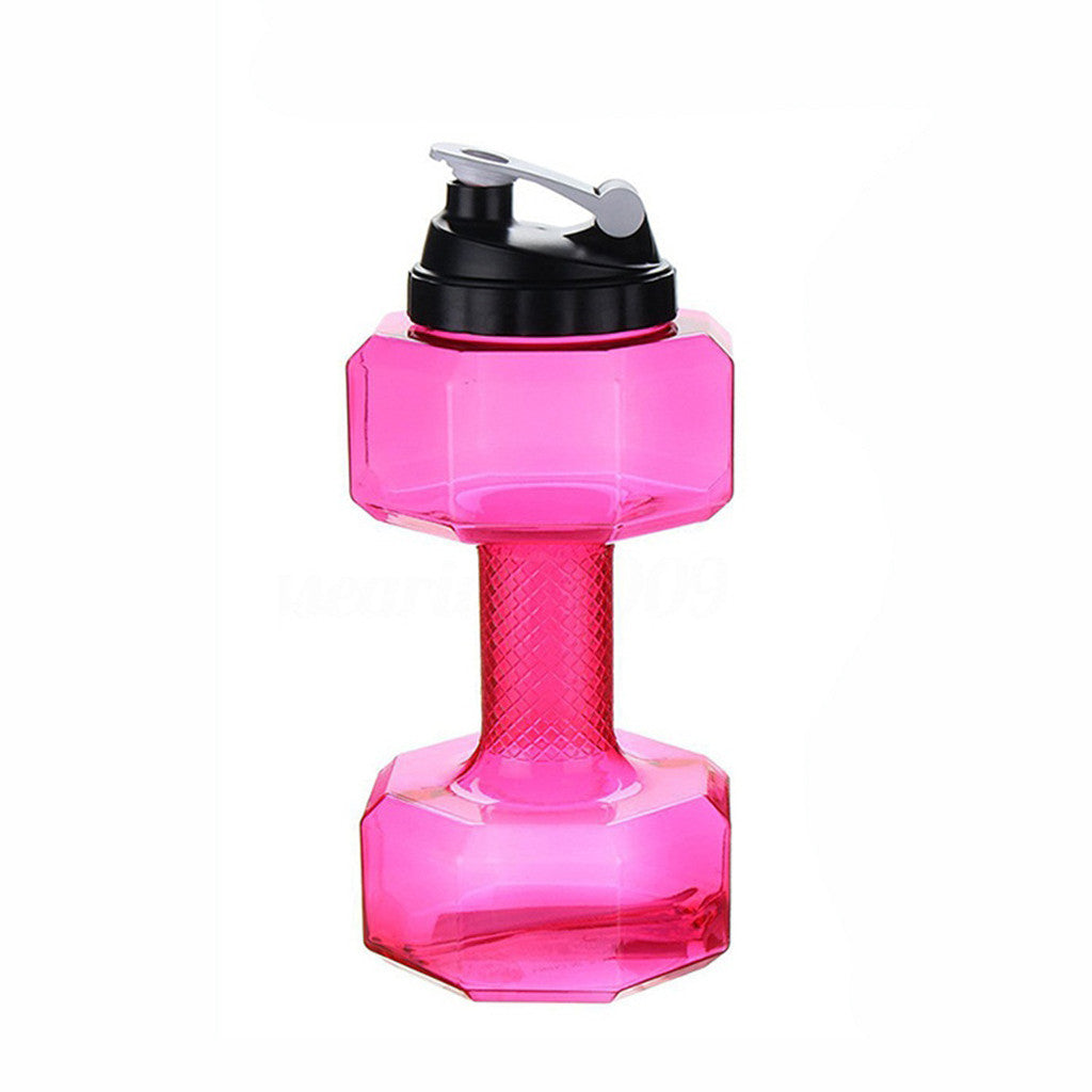 Color: Pink, style: 1500ML - Fitness Dumbbell Cup Creative Sports Water Bottle Men