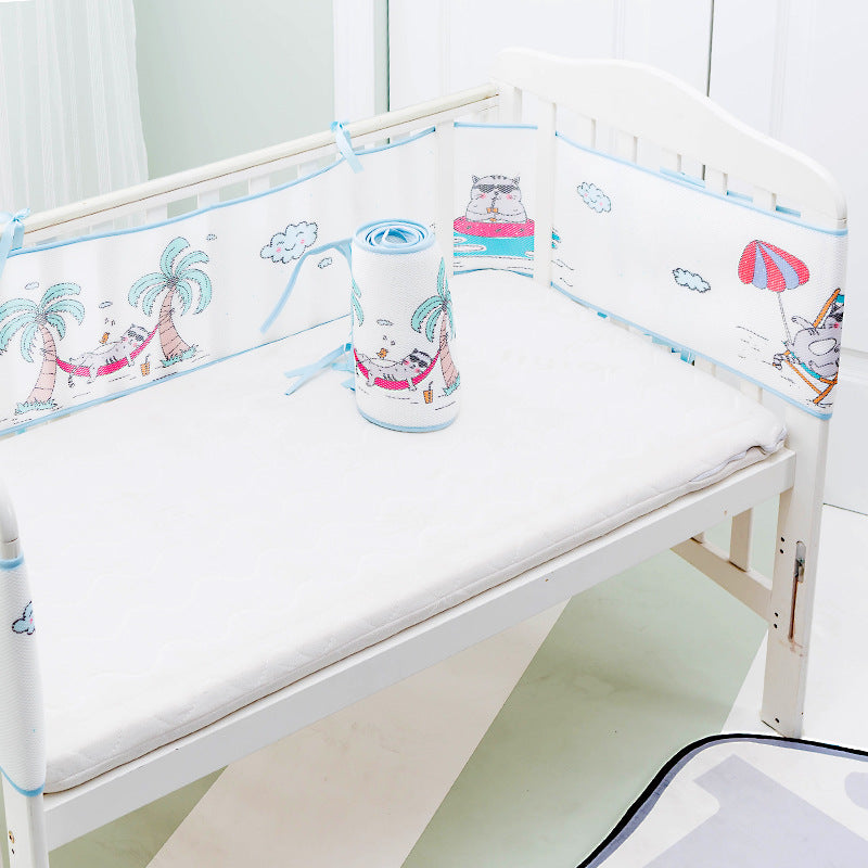 Size: 150, style: 05style - 3D Sandwich Mesh Breathable Universal Baby Anti-collision Child Bed Surround