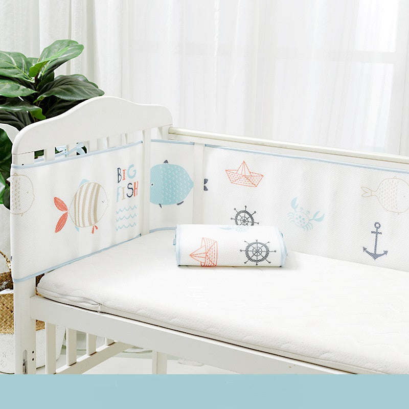 Size: 300and150, style: 02style - 3D Sandwich Mesh Breathable Universal Baby Anti-collision Child Bed Surround