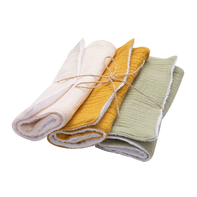 Color: C 3PCS no box - Serviette De Bain Pour Bebe, 3 Pieces, Morsures, Mouchoir En Coton, Gaze Douce Absorbante, Gant De Toilette Pour La Maternelle