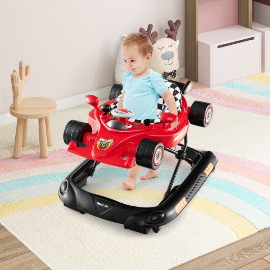 Convertible Baby Walker with 3 Adjustable Height Settings-Red - Color: Red