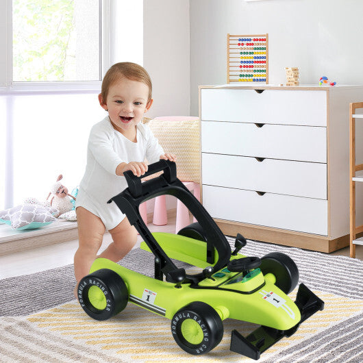 4-in-1 Foldable Activity Push Walker with Adjustable Height-Green - Color: Green