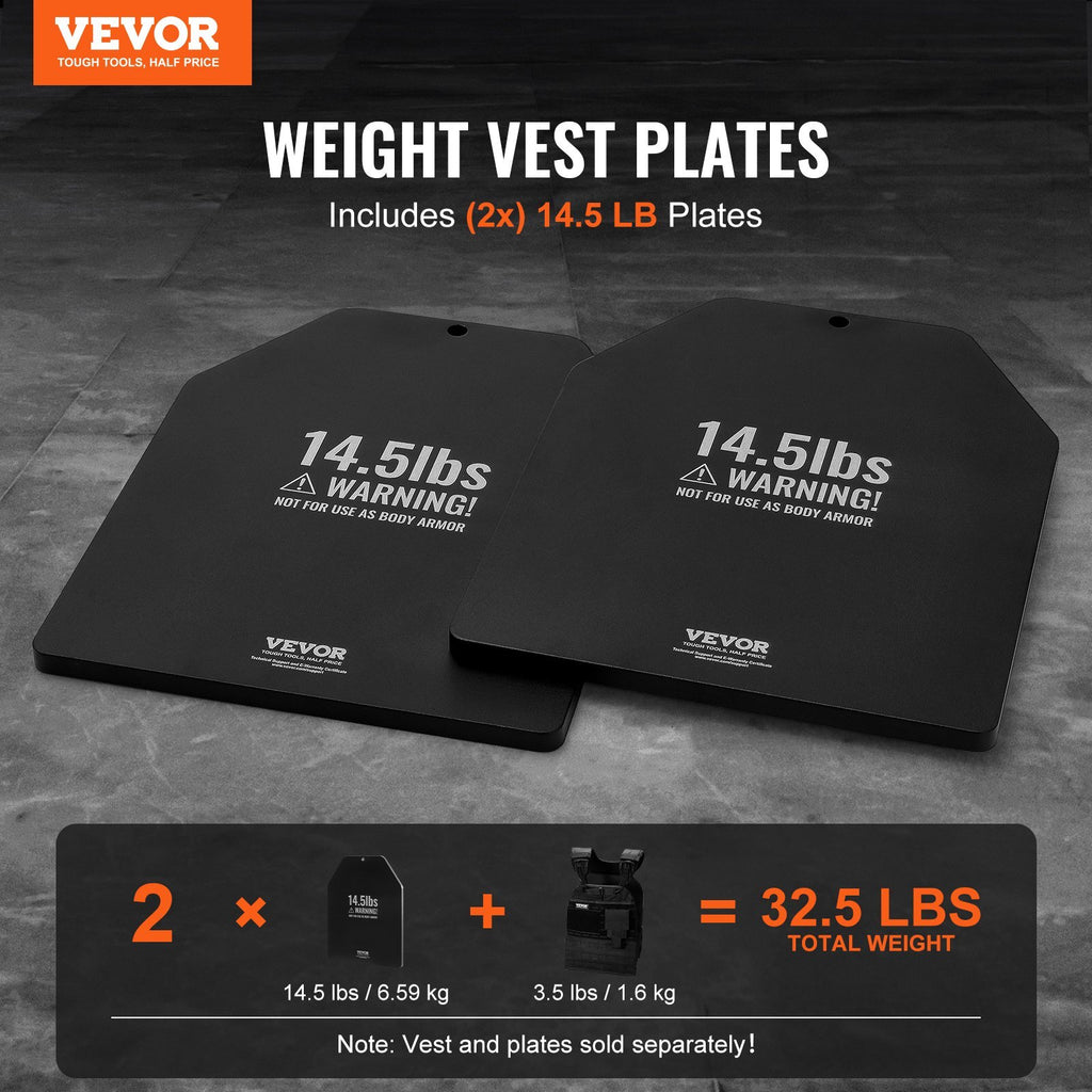 Weight Vest Plates, 14.5 LB Pairs, Premium Steel Weighted plates, Contoured Ergonomic Fit ? WODs, Additional Weight for Weight Vests, for Strength Training, Running, Fitness, Heavy Workouts