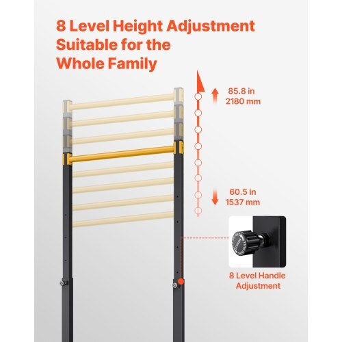 Pull Up Bar, 330LBS Capacity Portable Pullup Bar Station, Pullup Bars Free Standing with H-Frame Structure & Heavy-Duty Steel Tube, 8 Level Height Adjustment Gravity Fitness for Arms Back Chest