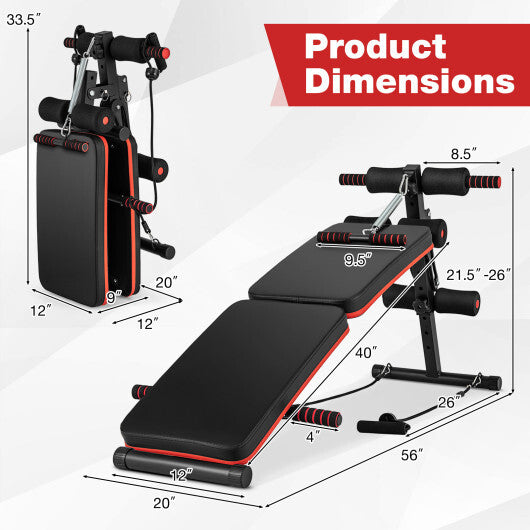 Multifunctional Sit up Bench 4 Position Adjustable Metal Workout Bench - Color: Black