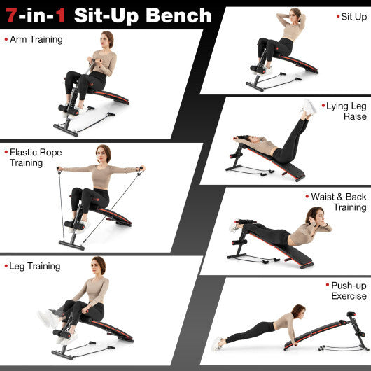 Multifunctional Sit up Bench 4 Position Adjustable Metal Workout Bench - Color: Black