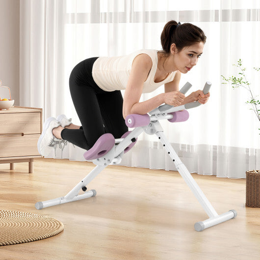 Adjustable Abdominal Trainer Ab Workout Machine Foldable Ab Cruncher-White - Color: White