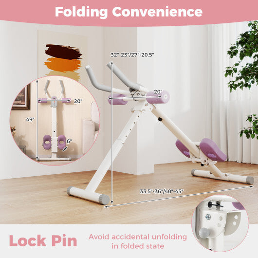 Adjustable Abdominal Trainer Ab Workout Machine Foldable Ab Cruncher-White - Color: White