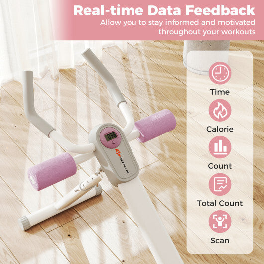 Adjustable Abdominal Trainer Ab Workout Machine Foldable Ab Cruncher-White - Color: White