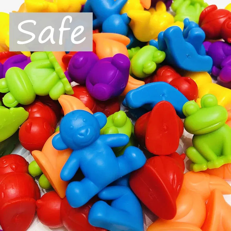 Color: light yellow - Montessori Material Rainbow Counting Bear Math Toys Animal Dinosaur Color Sorting Matching Game Children Educational Sensory Toy