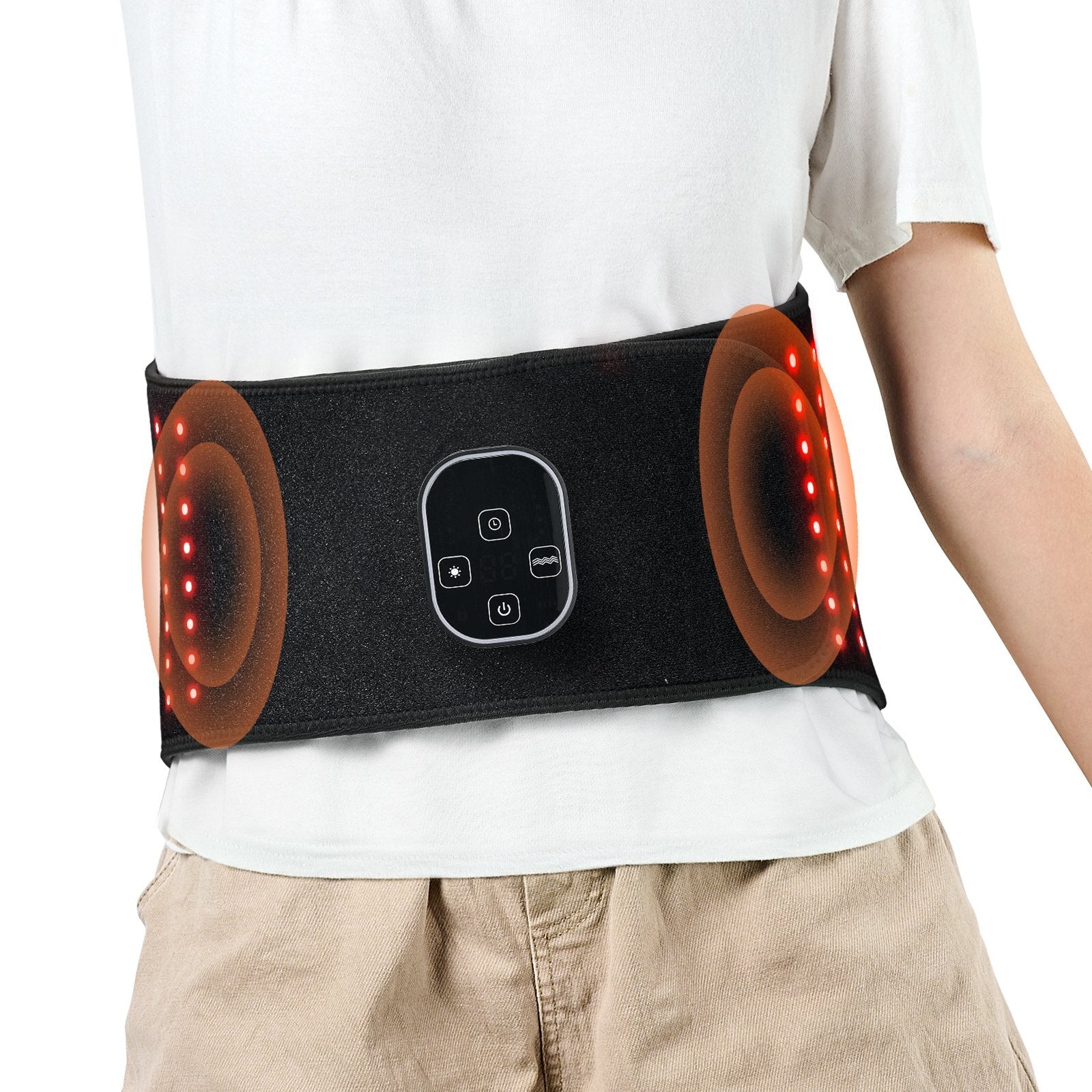 Red Light Therapy Belt for Waist Shoulder, 660nm & 850nm Red Light Therapy Wrap Device with Timer, 80 LED, 3-Level Vibration & 10Hz Pulse, Cordless Light Therapy Pad for Pain Relief, Skin Health