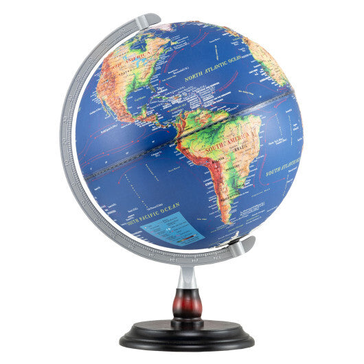 12 Inch Illuminated World Globe Antique Light up Globe Night Lamp-Navy - Color: Navy