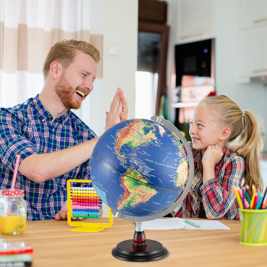 12 Inch Illuminated World Globe Antique Light up Globe Night Lamp-Navy - Color: Navy
