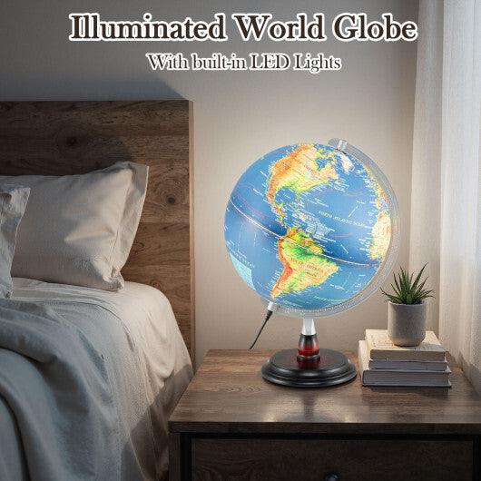 12 Inch Illuminated World Globe Antique Light up Globe Night Lamp-Navy - Color: Navy