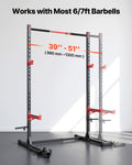 Power Cage Rack, Multifunctional Squat Rack for Home Gym, Width-Adjustable Workout Strength Training Equipment with 6 Band Pegs, Landmine Attachment & Safety Bars for Bench Press Squats Pull-Up
