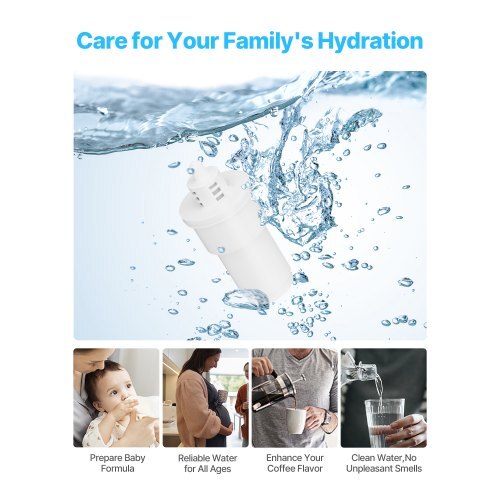 Pitcher Water Filter Replacements, 3-pack 5-stage Water Filter for Pitchers and Dispensers, No BPA, Last 3 Months or 40 Gallons, Reduce Limescale, Lead, Chlorine, for Water Filter Pitcher 6216