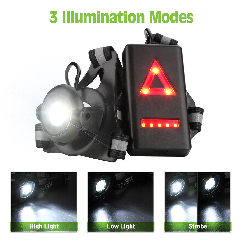 Outdoor Night Running Lights USB Charging LED Chest Lamp Back Warning Light For Camping Hiking Running Jogging as shown
