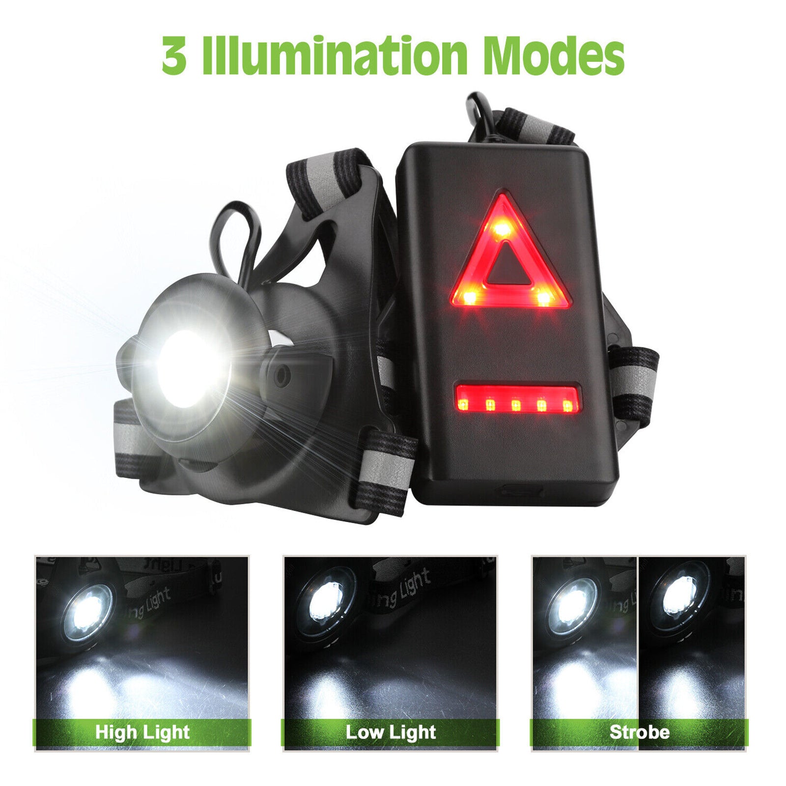 Outdoor Night Running Lights USB Charging LED Chest Lamp Back Warning Light For Camping Hiking Running Jogging as shown
