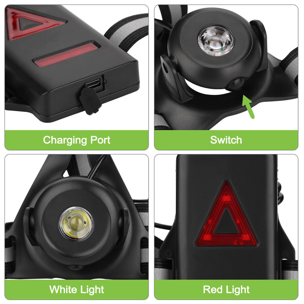 Outdoor Night Running Lights USB Charging LED Chest Lamp Back Warning Light For Camping Hiking Running Jogging as shown