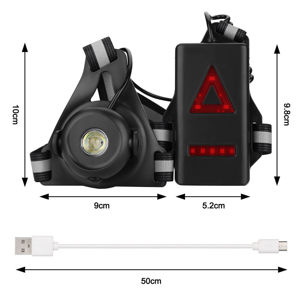 Outdoor Night Running Lights USB Charging LED Chest Lamp Back Warning Light For Camping Hiking Running Jogging as shown