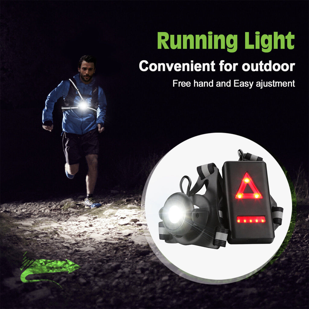 Outdoor Night Running Lights USB Charging LED Chest Lamp Back Warning Light For Camping Hiking Running Jogging as shown