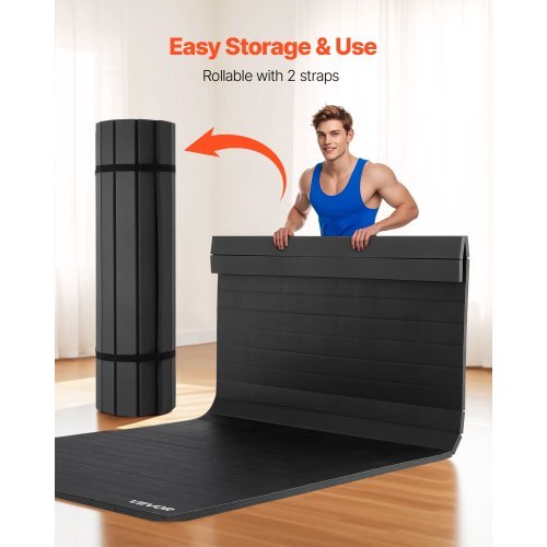 10x5 ft Wrestling Mat, Martial Arts Thick Mat for Home Gym Workouts Exercise, Waterproof PVC Roll-Up Training Mats for Gymnastics, Tatami, Jiu Jitsu BJJ MMA Judo, Boxing, Black