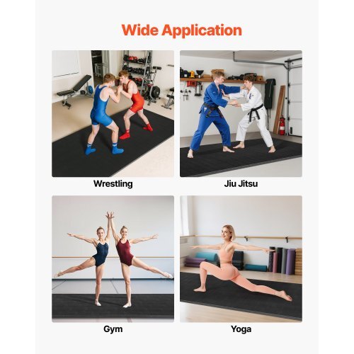10x5 ft Wrestling Mat, Martial Arts Thick Mat for Home Gym Workouts Exercise, Waterproof PVC Roll-Up Training Mats for Gymnastics, Tatami, Jiu Jitsu BJJ MMA Judo, Boxing, Black
