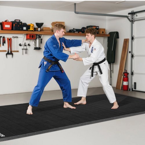 10x5 ft Wrestling Mat, Martial Arts Thick Mat for Home Gym Workouts Exercise, Waterproof PVC Roll-Up Training Mats for Gymnastics, Tatami, Jiu Jitsu BJJ MMA Judo, Boxing, Black