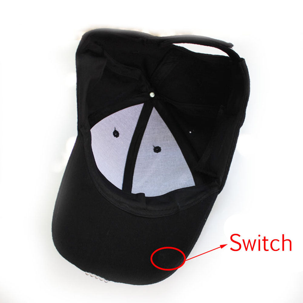 Adjustable Climbing 5 LED lamp Cap Battery Powered Hat With LED Light Flashlight For Fishing Jogging Baseball Cap black_Hat 5LED