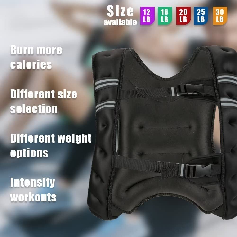 US Men Women Workout Weighted Vest With Reflective Strips Strength Training For Training Running Jogging 16 lbs