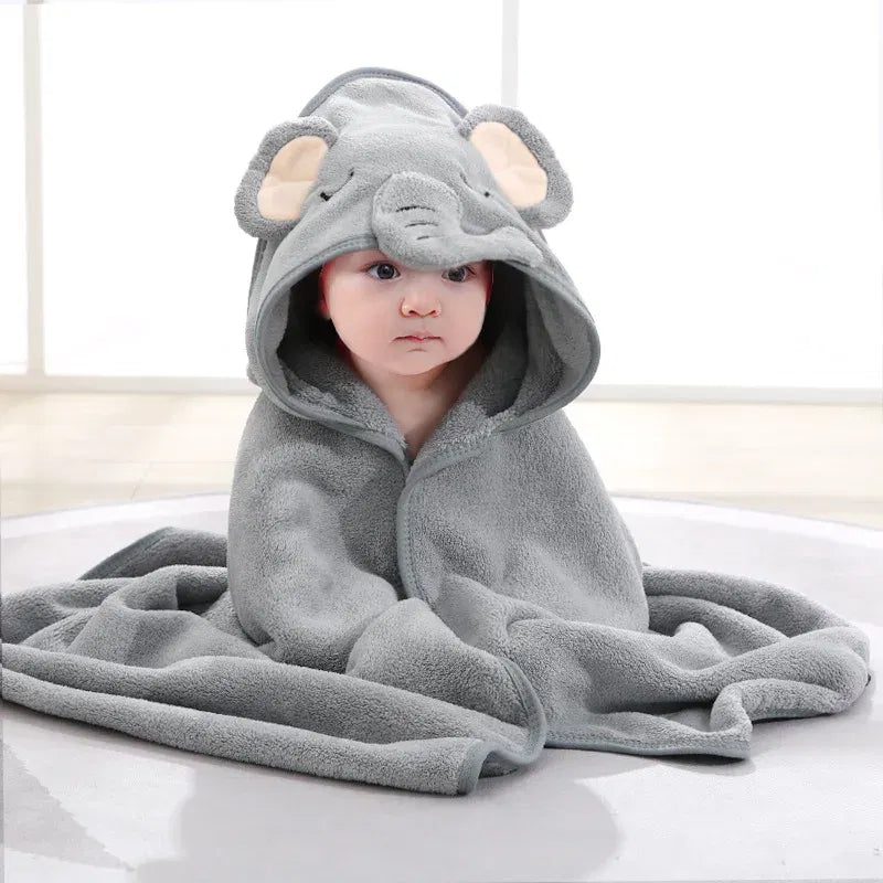 Color: PURPLE - Newborn Baby Bath Towel Cartoon Baby Swaddle Kids Bathrobe Fleece Blanket Warm Sleeping Swaddle Wrap for New Born Boys Girls