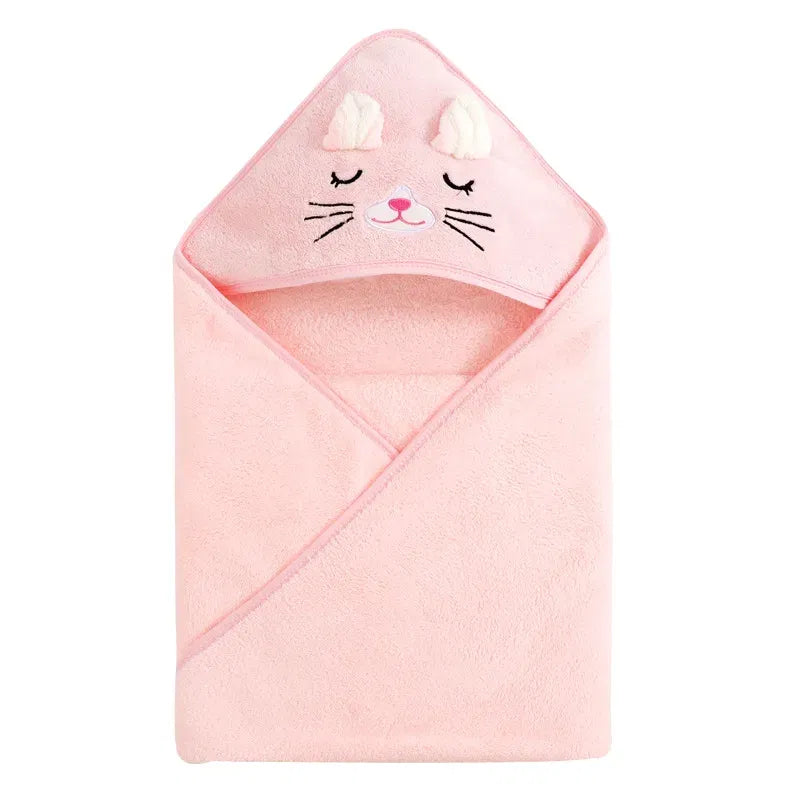 Color: PURPLE - Newborn Baby Bath Towel Cartoon Baby Swaddle Kids Bathrobe Fleece Blanket Warm Sleeping Swaddle Wrap for New Born Boys Girls