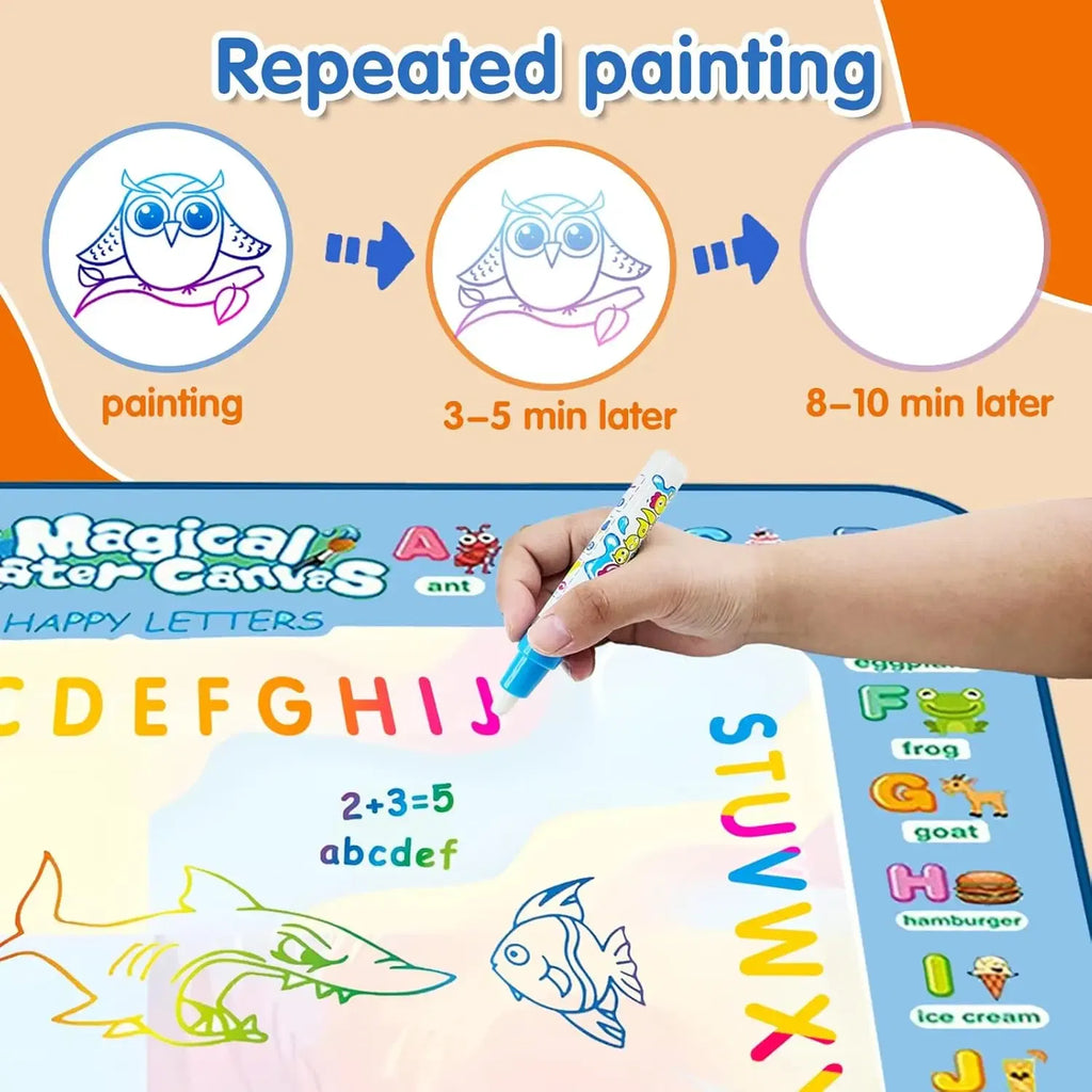 Color: VIOLET/??? - Magic Water Drawing Mat Coloring Doodle Mat with Reusable Magic Pens Montessori Toys Painting Board Educational Toys for Kids