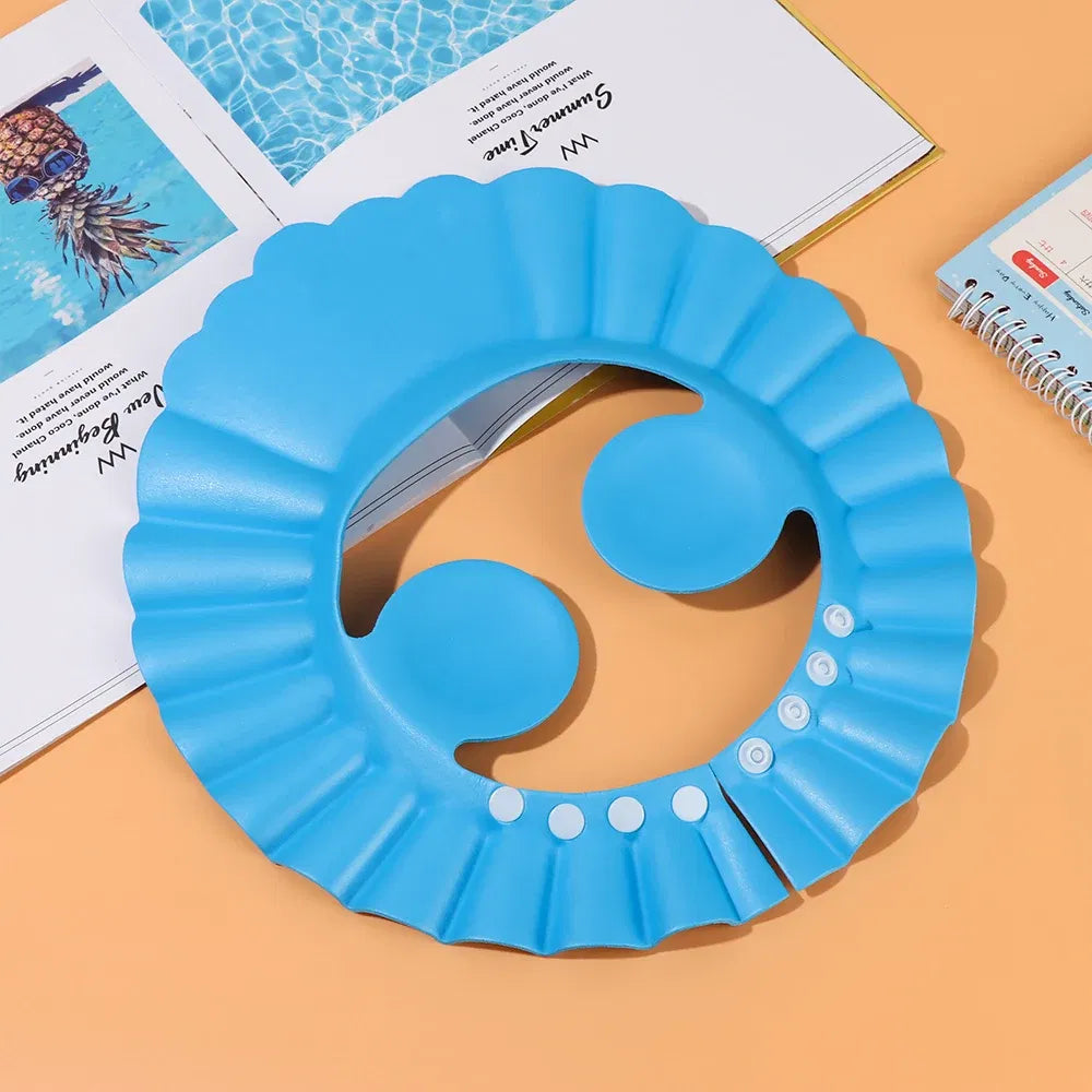 Color: GRAY - Baby Shower Soft Cap Adjustable Hair Wash Hat for Kids Ear Protection Safe Children Shampoo Bathing Shower Protect Head Cover