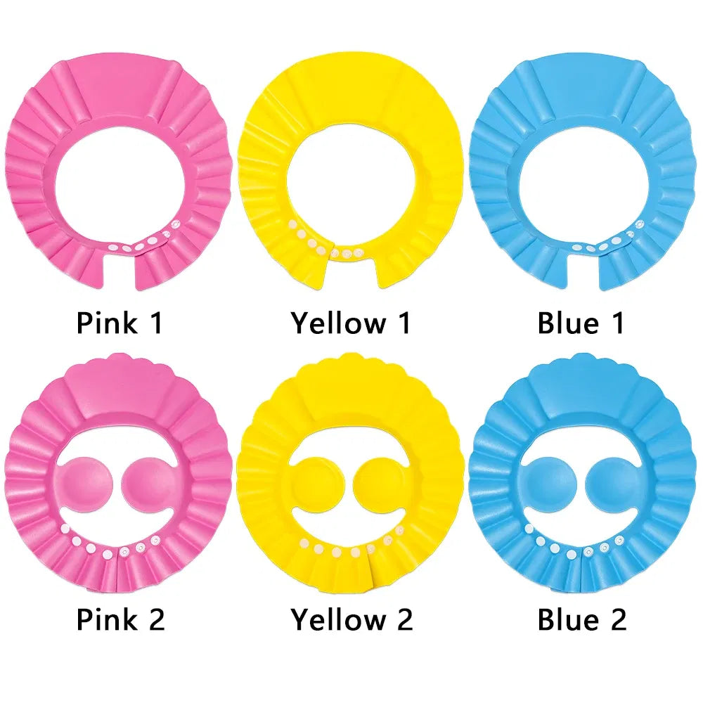 Color: GRAY - Baby Shower Soft Cap Adjustable Hair Wash Hat for Kids Ear Protection Safe Children Shampoo Bathing Shower Protect Head Cover