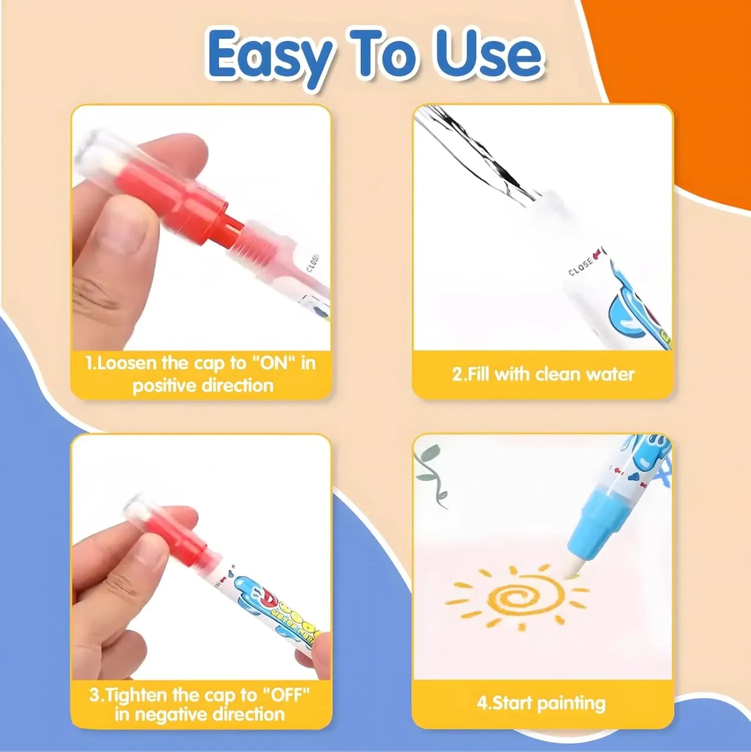 Color: VIOLET/??? - Magic Water Drawing Mat Coloring Doodle Mat with Reusable Magic Pens Montessori Toys Painting Board Educational Toys for Kids