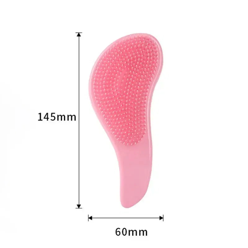 Color: Beige - Children Magic Handle Detangle Hair Comb Shower Massage Hairbrush Anti Static Massage Hair Brush Woman Salon Hair Accessories