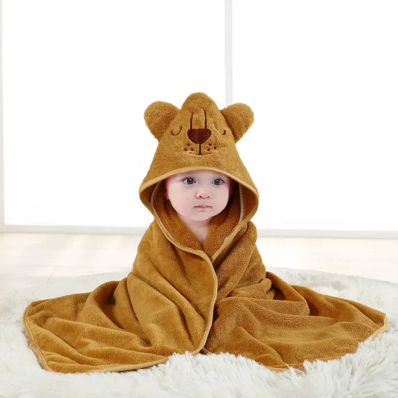 Color: PURPLE - Newborn Baby Bath Towel Cartoon Baby Swaddle Kids Bathrobe Fleece Blanket Warm Sleeping Swaddle Wrap for New Born Boys Girls